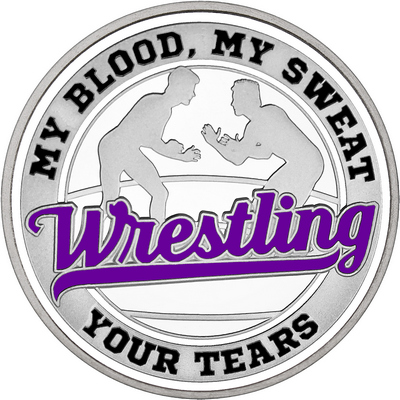 Purple "Wrestling" with White Outer Circular Borders